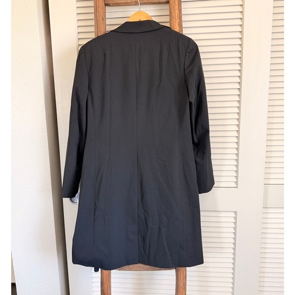 Ann Taylor Black Stretch Button Front Career Coat Jacket 8 - Picture 2 of 4
